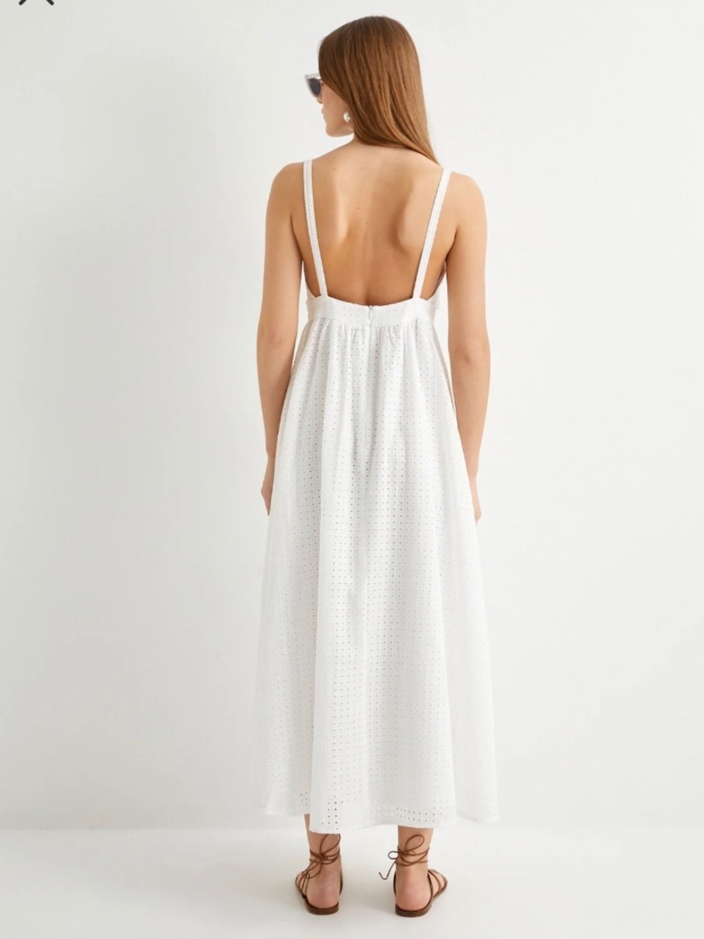 KOTON Maxi Dress Women's size EUR 42 or US XL Embroidered Backless Cotton White - Picture 5 of 14